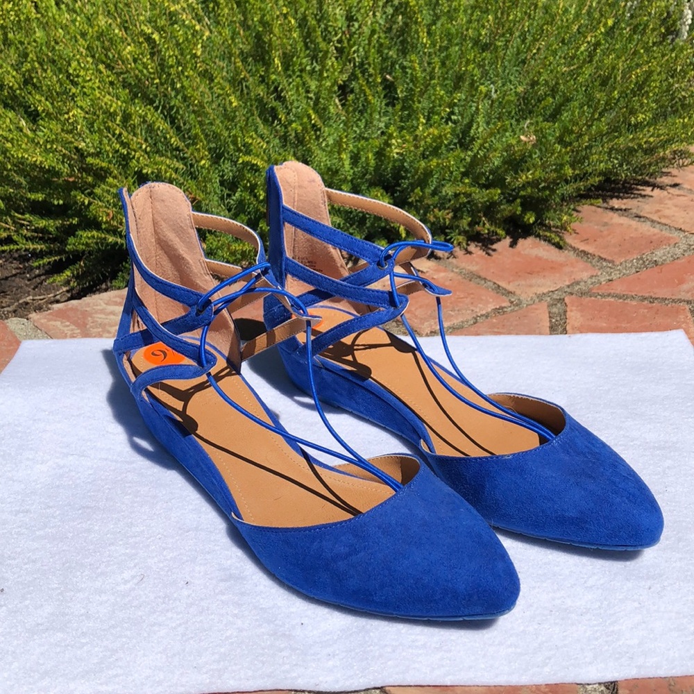 Blue lace up shoes